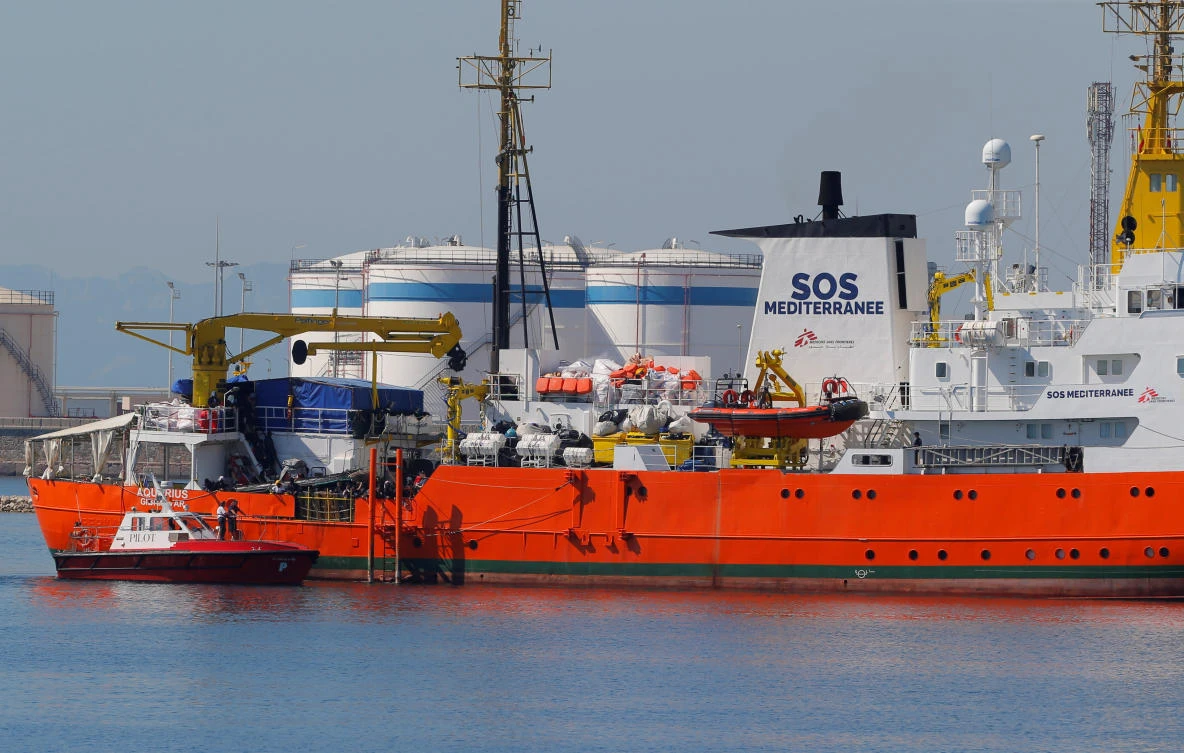 Photo showing the ‘Aquarius’ rescue ship arrives to port carrying 106 migrants in Valencia, Spain, June 17, 2018. (Reuters)
