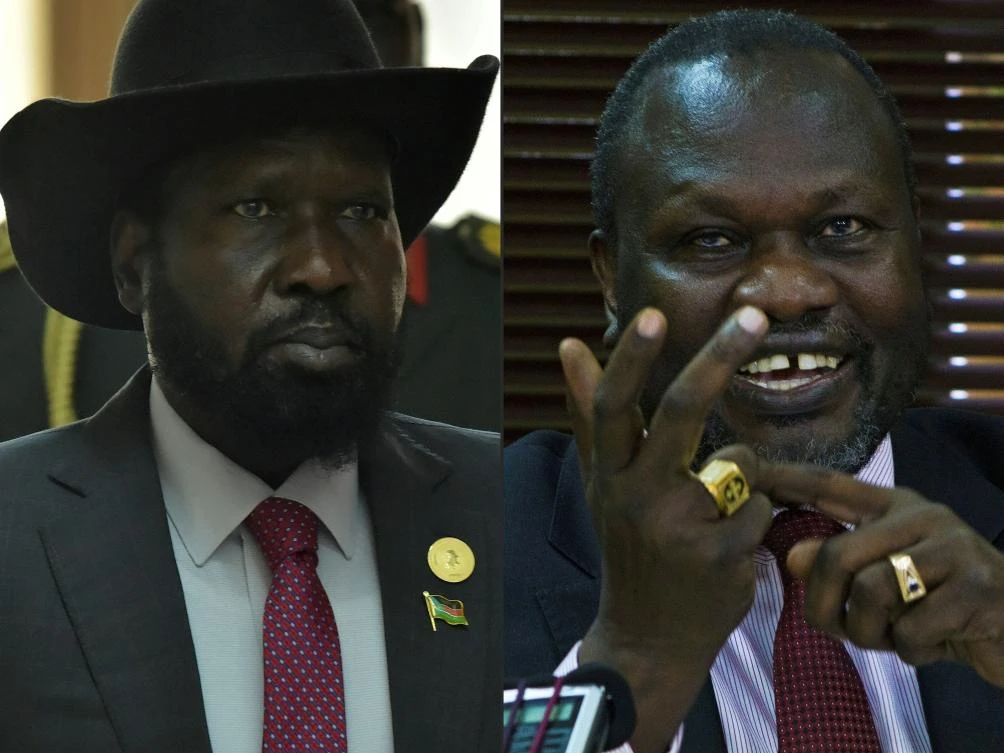 South Sudan president Salva Kiir, left, will meet with rebel leader Riek Machar, right, in Ethiopia’s capital on June 20, their first meeting in nearly two years. (AFP)