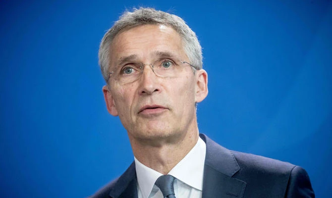 NATO General Secretary Jens Stoltenberg attends a press conference in Berlin. (AFP)