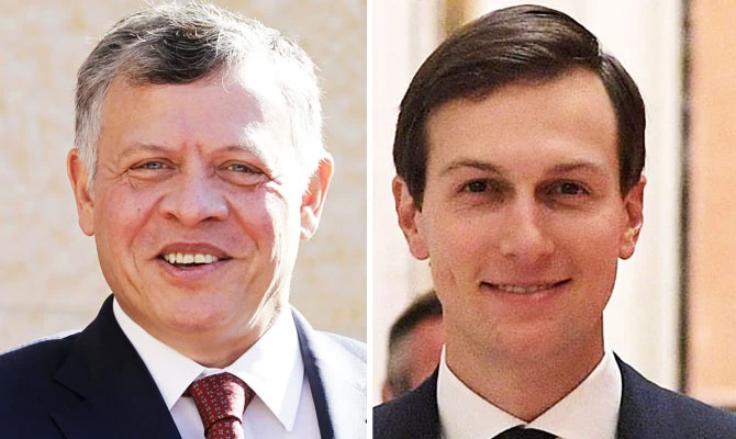 King Abdullah of Jordan (L) and Jared Kushner. (AFP)