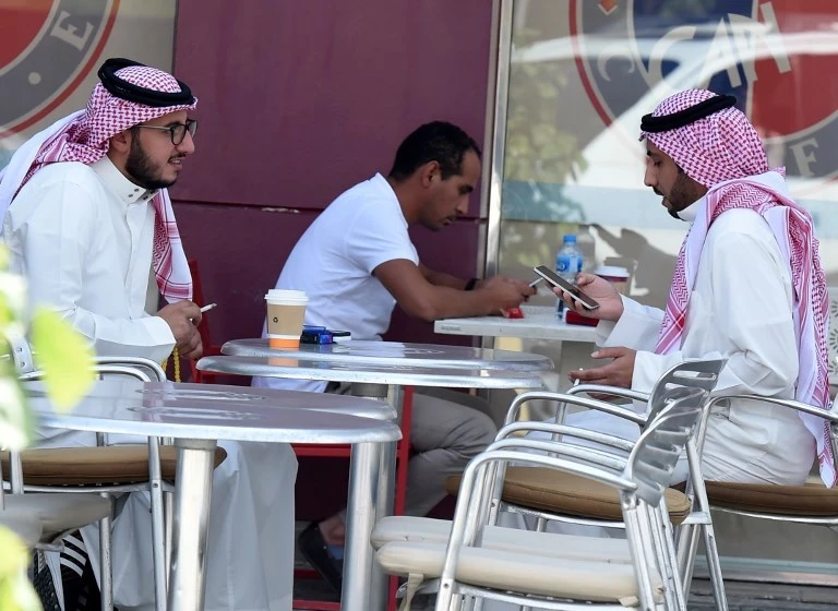 File photo showing customers at a cafe in Riyadh, Saudi Arabia. (AFP)