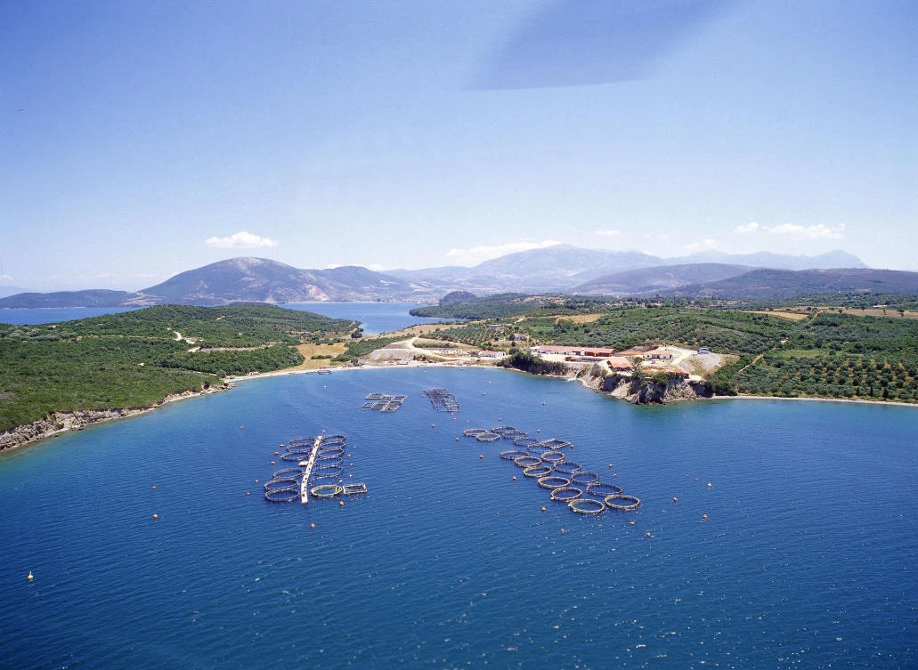 Above, a fish farming facility in the Mediterranean Sea. Sovereign investors across the region are increasingly investing in food resources on land and sea as a growing global population needs feeding. (Courtesy Mubadala)