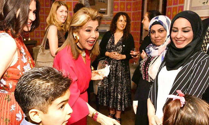 Executive Producer Princess Firyal of Jordan and Director Alexandra Shiva (photo embedded) met with the Alhalabi family during ‘This Is Home: A Refugee Story’ New York Premiere Screening at Crosby Street Hotel on May 16 in New York City. AFP