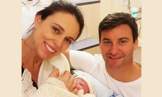 New Zealand Prime Minister Jacinda Ardern is seen with her baby daughter and partner Clarke Gayford at Auckland City Hospital, in Auckland, New Zealand on Thursday. (REUTERS)