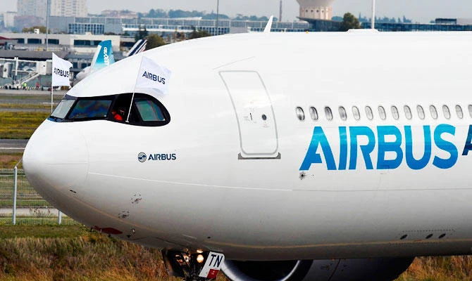 A new Airbus A330neo is pictured after landing at the end of its first flight on October 19, 2017, at the Toulouse-Blagnac airport, near Toulouse. (AFP)