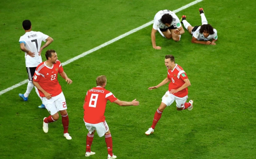 Egypt’s 3-1 loss to Russia, combined with Saudi Arabia’s loss to Uruguay, ended its changes of progressing beyond the group stage at its first World Cup in 28 years. (Reuters)