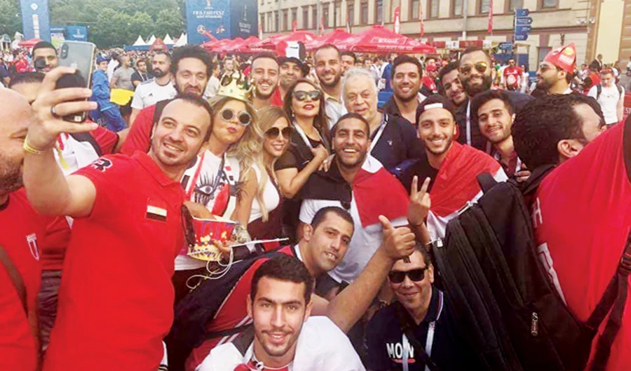 In a publicity stunt before the match, state-owned telecoms company WE flew the celebrities to the team’s hotel in Saint Petersburg.