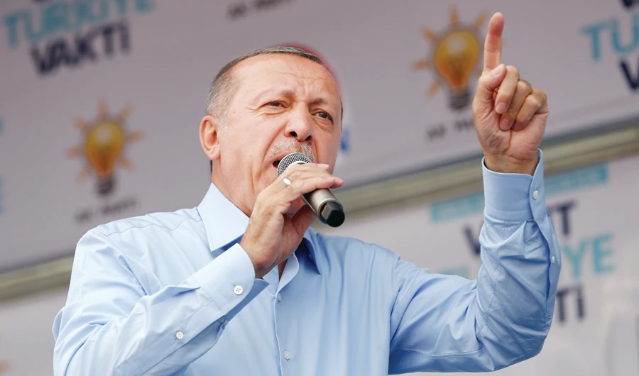 Turkey's President Recep Tayyip Erdogan during an election rally of his ruling AKP, in Istanbul, on Saturday, June 23. (AP)