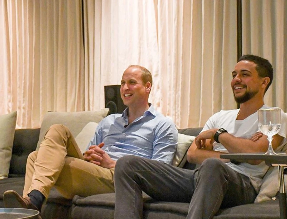 Jordan’s crown prince kicks back with Prince William to watch England thrash Panama at the World Cup