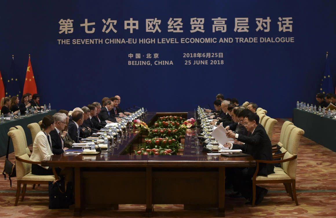 The European Union and China held high-level economic meetings in Beijing as both face rising trade tensions with the United States. (AFP)