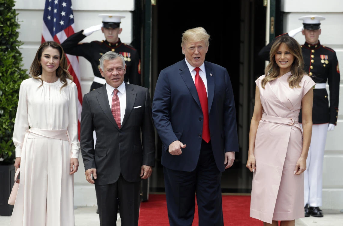President Donald Trump and first lady Melania Trump pose for a photo with King Abdullah of Jordan and Queen Rania at the White House. (AP Photo)