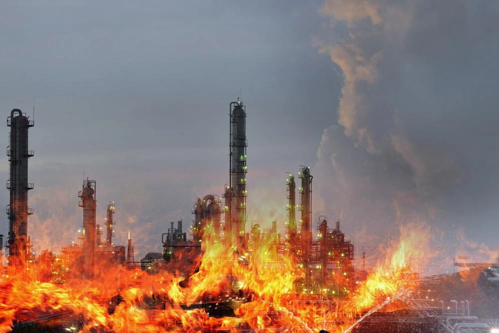 An Iranian oil refinery caught fire late in the southwestern part of the country. (Shutterstock)