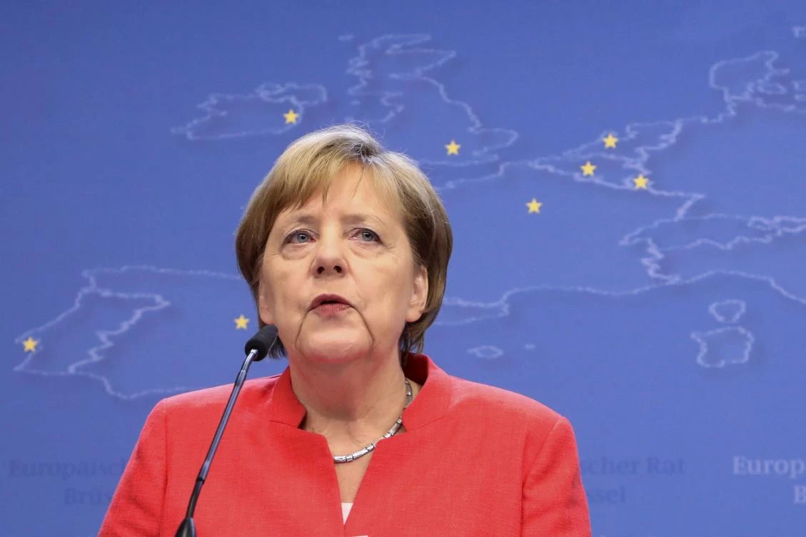 Germany's Chancellor Angela Merkel addresses a press conference at The Europa building in Brussels on June 29, 2018, on the sidelines of the European Union leaders' summit, without Britain, to discuss Brexit and eurozone reforms. (AFP / Ludovic MARIN)