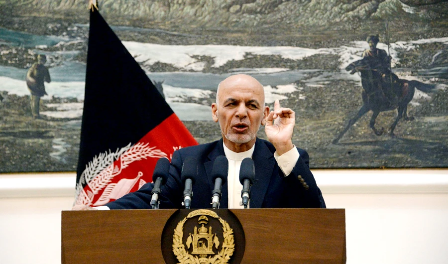 Afghan president Ashraf Ghani speaks during a press conference at Presidential Palace in Kabul on June 30, 2018. (AFP)