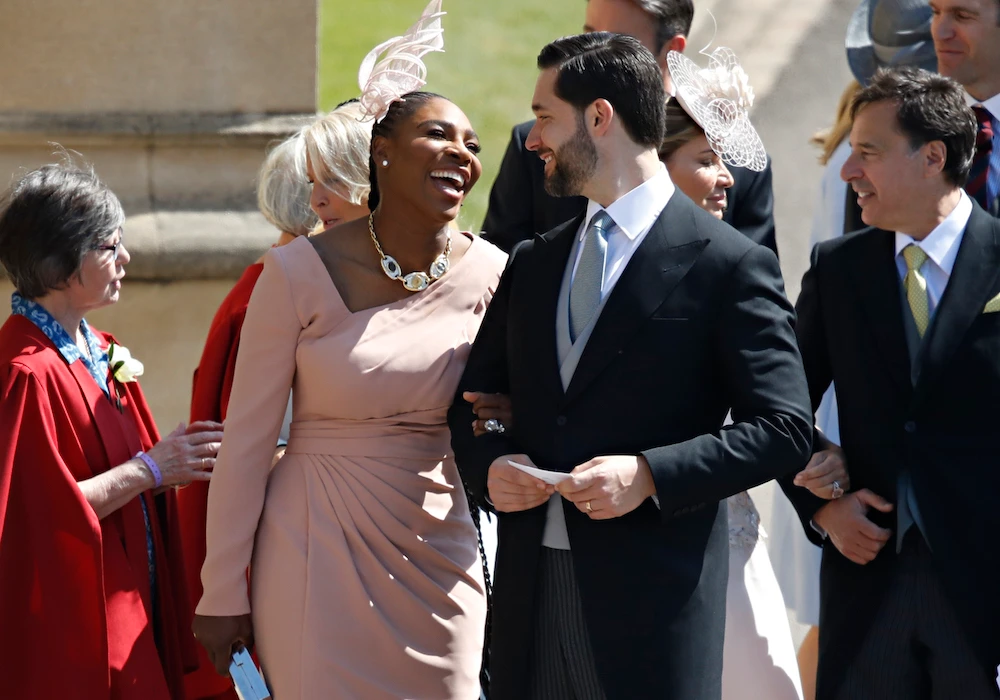 US tennis player Serena Williams (CL) and her husband US entrepreneur Alexis Ohanian (CR) arrive for the wedding ceremony of Britain's Prince Harry, Duke of Sussex and US actress Meghan Markle at St George's Chapel, Windsor Castle, in Windsor, on May 19, 2018. (File photo: AFP)