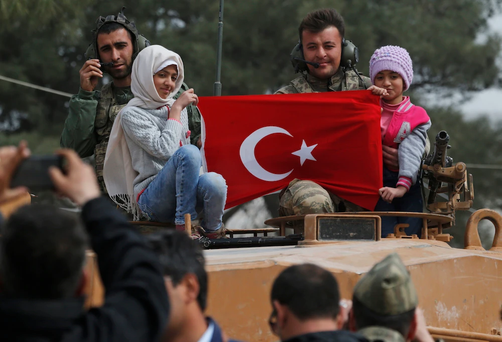 Turkish soldiers in Afrin, Syria in March. (AP)