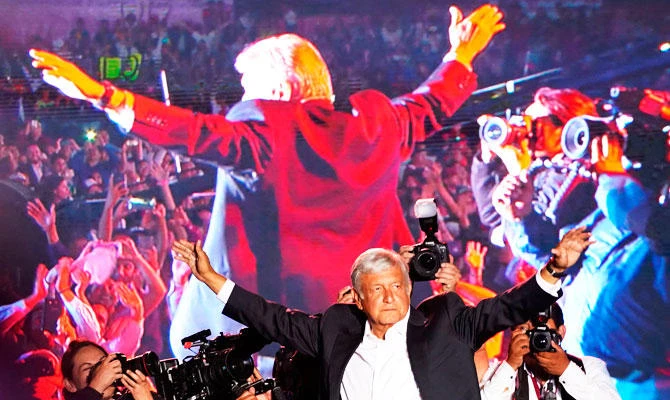 In this June 27, 2018 photo, presidential candidate Andres Manuel Lopez Obrador waves to supporters at his closing campaign rally in Mexico City. (AP)