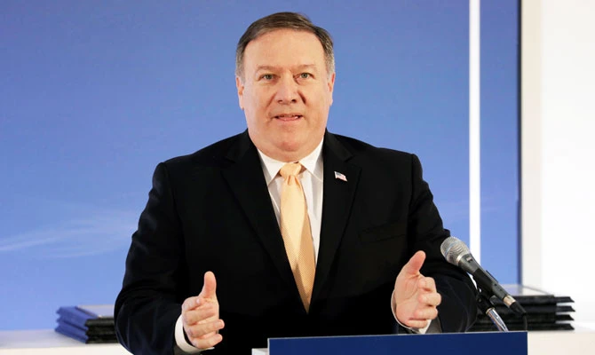 Secretary of State Mike Pompeo speaks about the release of the Trafficking in Persons report at the State Department June 28, 2018 in Washington, DC. (AFP)