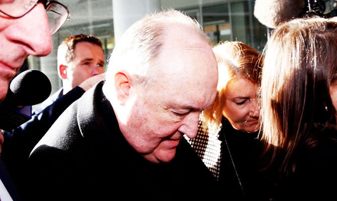 Archbishop Philip Wilson arrives for sentencing at Newcastle Local Court in Newcastle, Australia, on Tuesday. (REUTERS)