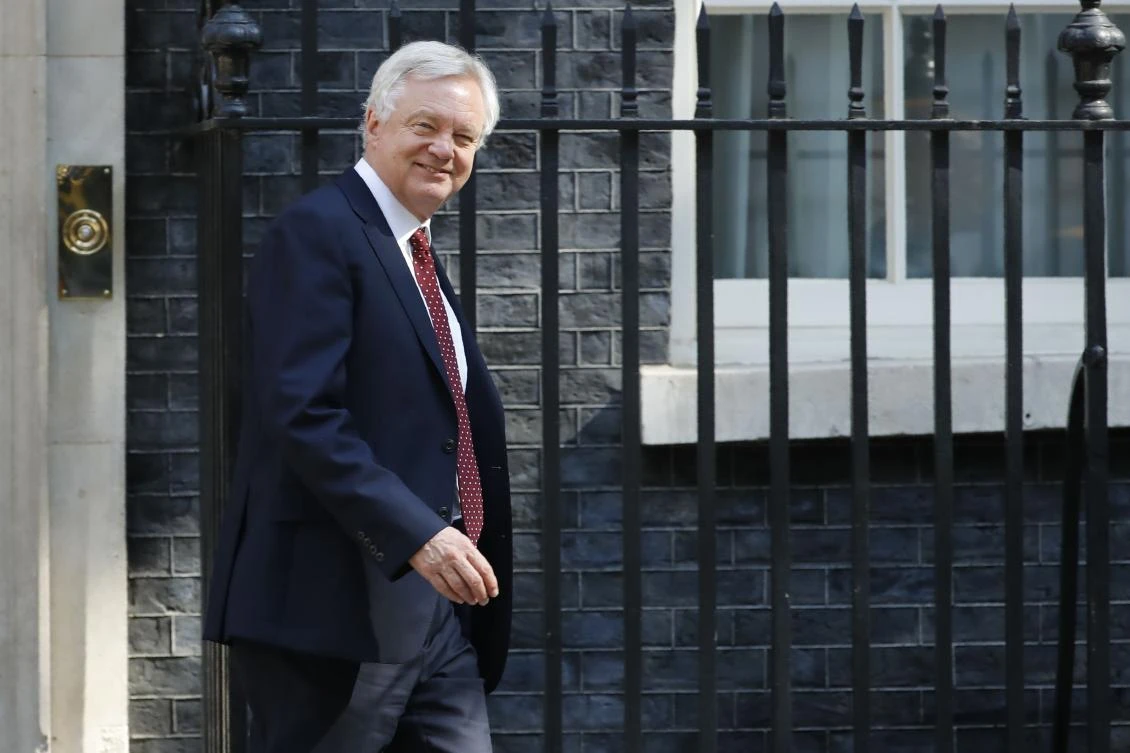 Britain's Secretary of State for Exiting the European Union (Brexit Minister) David Davis leaves 10 Downing Street in central London after attending the weekly cabinet meeting on July 3, 2018. (AFP/Tolga AKMEN)