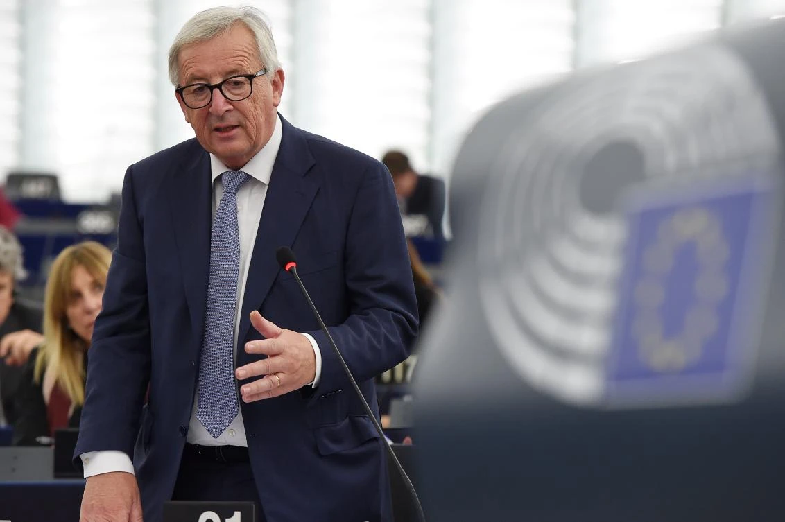 European Commission President Jean-Claude Juncker speaks during a debate on the outcome of the 28-29 June EU summit during a plenary session at the European Parliament on July 3, 2018 in Strasbourg, eastern France. / AFP / FREDERICK FLORIN