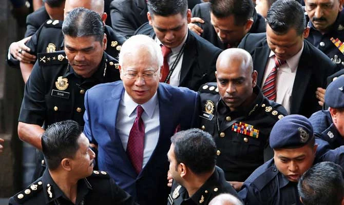 Former Malaysian prime minister Najib Razak arrives in court in Kuala Lumpur, Malaysia on Wednesday. (REUTERS)