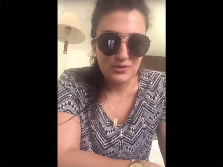 Mona El-Mazboh was arrested at Cairo airport at the end of her stay in Egypt after insulting the country in a 10-minute viral video. ( screen grab of the footage)