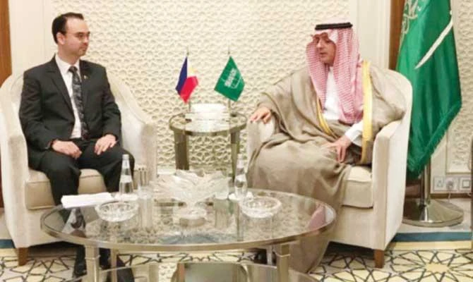 Philippine Foreign Affairs Secretary Alan Peter S. Cayetano with Saudi Foreign Minister Adel Al-Jubeir. File photo courtesy: DFA