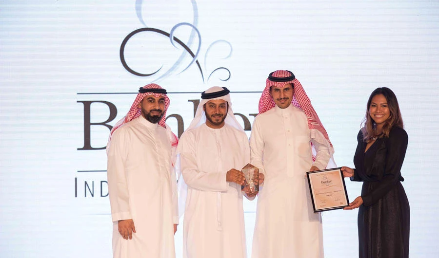 Ahmed Al-Faifi, senior vice president and managing director, SAP Middle East North, second from right, receives the Banker Middle East Award for ‘Best Technology Provider — Middle East.’