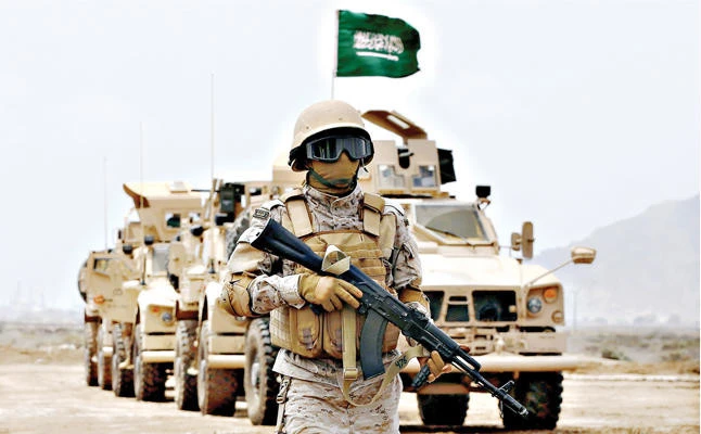 A coalition soldier patrolling the Saudi border in Yemen. (AFP)