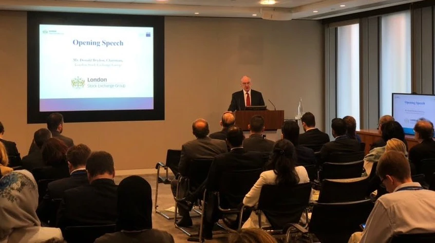 Chairman of London Stock Exchange Group (LSEG), Donald Brydon, at the 12th BMG Economic Forum in London. (AN/ Ziyad Alarfaj)
