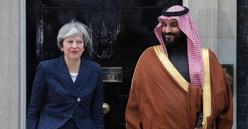In March 2018, the UK and Saudi Arabia agreed a goal of £65 billion ($90 billion) of mutual trade and investment in the coming years during a meeting between the UK’s Prime Minister Theresa May and Crown Prince Mohammed bin Salman. (AFP)