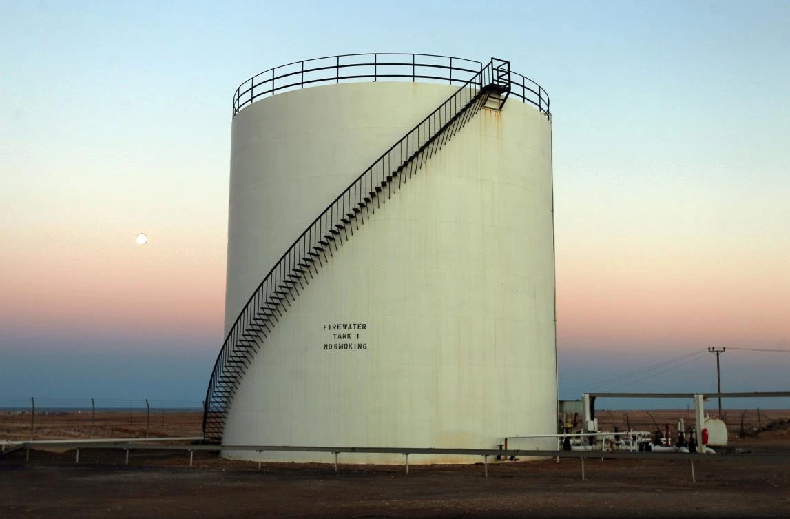 An oil storage tank at Sidra port. Libyan plans to lift crude exports have eased market fears of a supply crunch. (AFP)