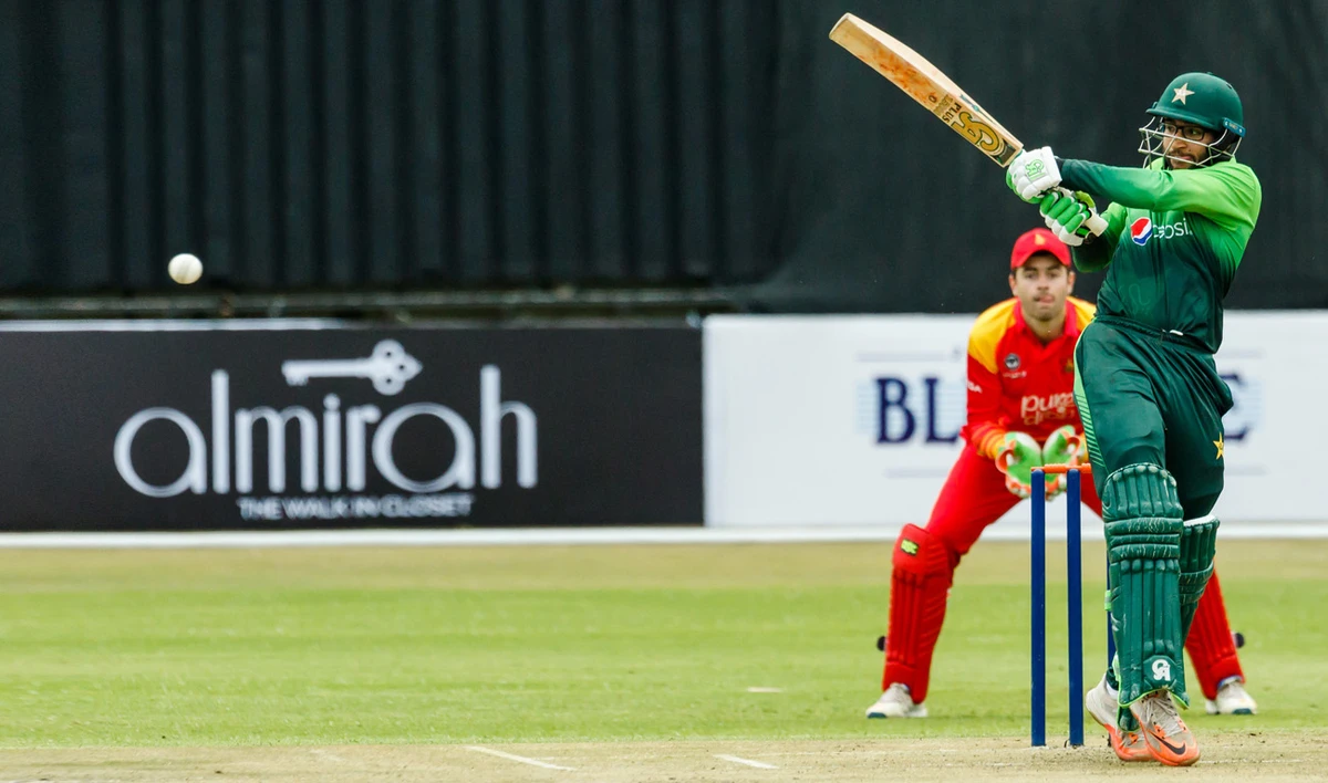 Pakistan batsman Imam Ul Haq in action during the first of a 5 match ODI series cricket match between Pakistan and Zimbabwe at Queens Sports Club in Bulawayo, on July 13, 2018. (JEKESAI NJIKIZANA/AFP)
