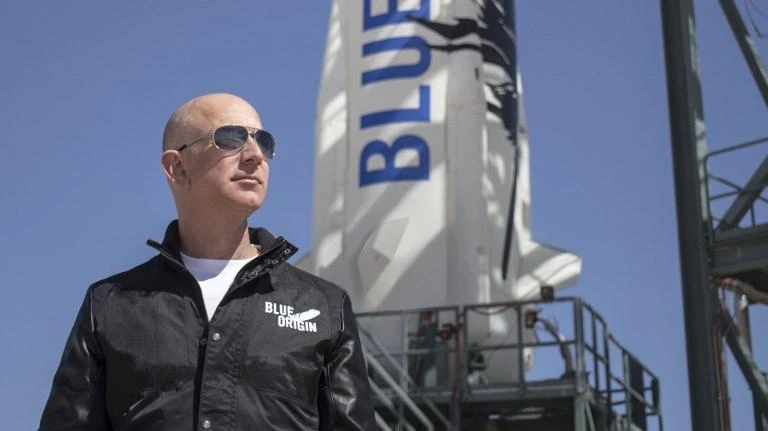 This April 24, 2015 handout photograph obtained courtesy of Blue Origin shows Jeff Bezos, founder of Blue Origin, at New Shepard’s West Texas launch facility before the rocket’s maiden voyage. (File photo AFP)