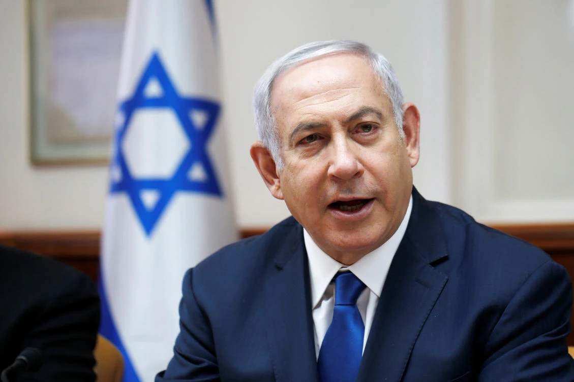 Israeli Prime Minister Benjamin Netanyahu attends the weekly cabinet meeting at his office in Jerusalem, July 15, 2018. (Reuters)
