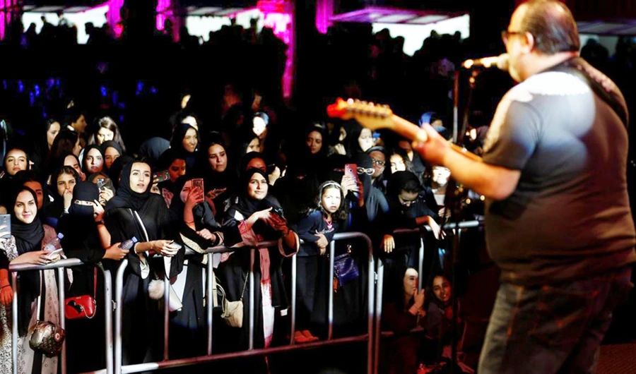 Women and children attend Saudi Arabia’s first-ever jazz festival in Riyadh on Feb. 23. (Reuters)