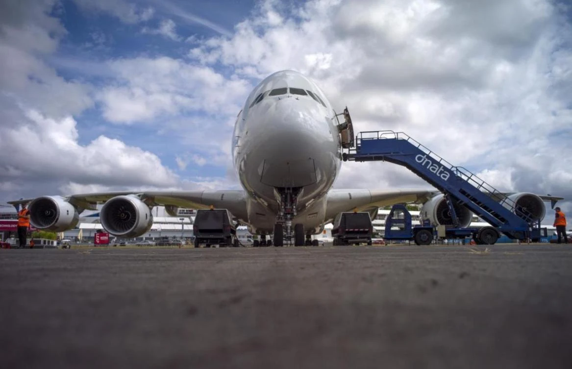 An A380 aircraft at the Farnborough International Airshow in 2014 — when the future of the Airbus ‘superjumbo’ looked a little rosier. (REUTERS)