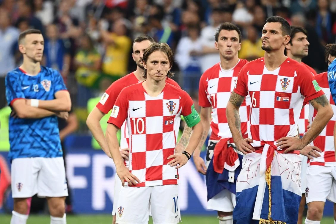 Luka Modric looks disconsolate after France beat his Croatia side 4-2 in Moscow