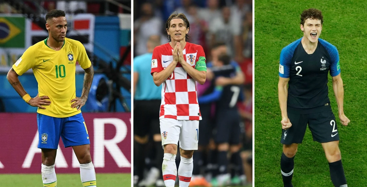 Brazil's Neymar, Croatia's Luka Modric and France's Benjamin Pavard. (AFP)