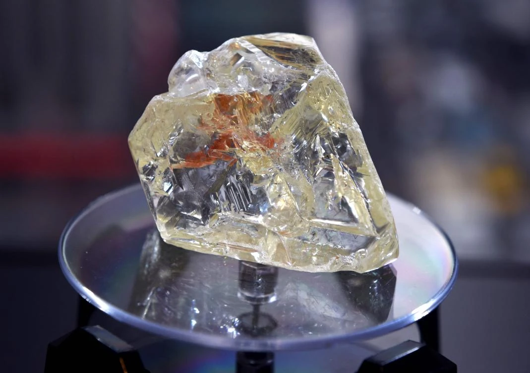 In this file photo taken on December 4, 2017, the Peace Diamond is on display at the Rapaport Group in New York. (AFP)
