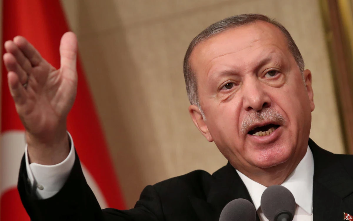 Turkish President Tayyip Erdogan makes a speech during a ceremony marking the second anniversary of the attempted coup at the Presidential Palace in Ankara, Turkey, July 15, 2018. (Reuters)
