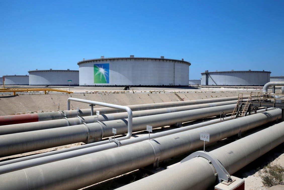 General view of Aramco tanks and oil pipe at Saudi Aramco’s Ras Tanura oil refinery and oil terminal in Saudi Arabia. (REUTERS/Ahmed Jadallah/File)
