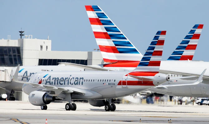 An American Airlines jet taxis to the gate at Miami International Airport, in Miami. (AP)