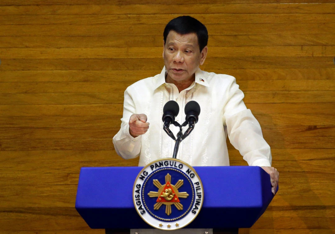Philippine President Rodrigo Duterte delivers his State of the Nation address at the House of Representatives in Quezon city, Metro Manila, Philippines July 23, 2018. (AFP/Czar Dancel)
