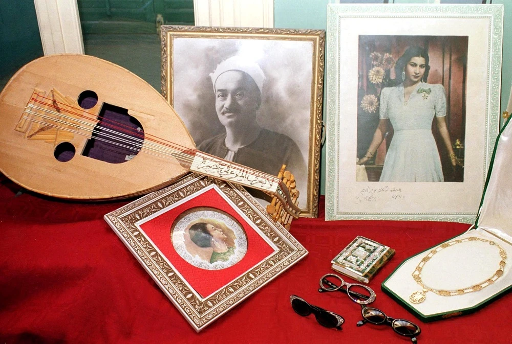 Picture dated 16 December 2001 shows a collection of Umm Kulthum's personal belongings at the Manesterly Place which is going to be opened soon as Um Kalthoum museum in Cairo. (AFP)