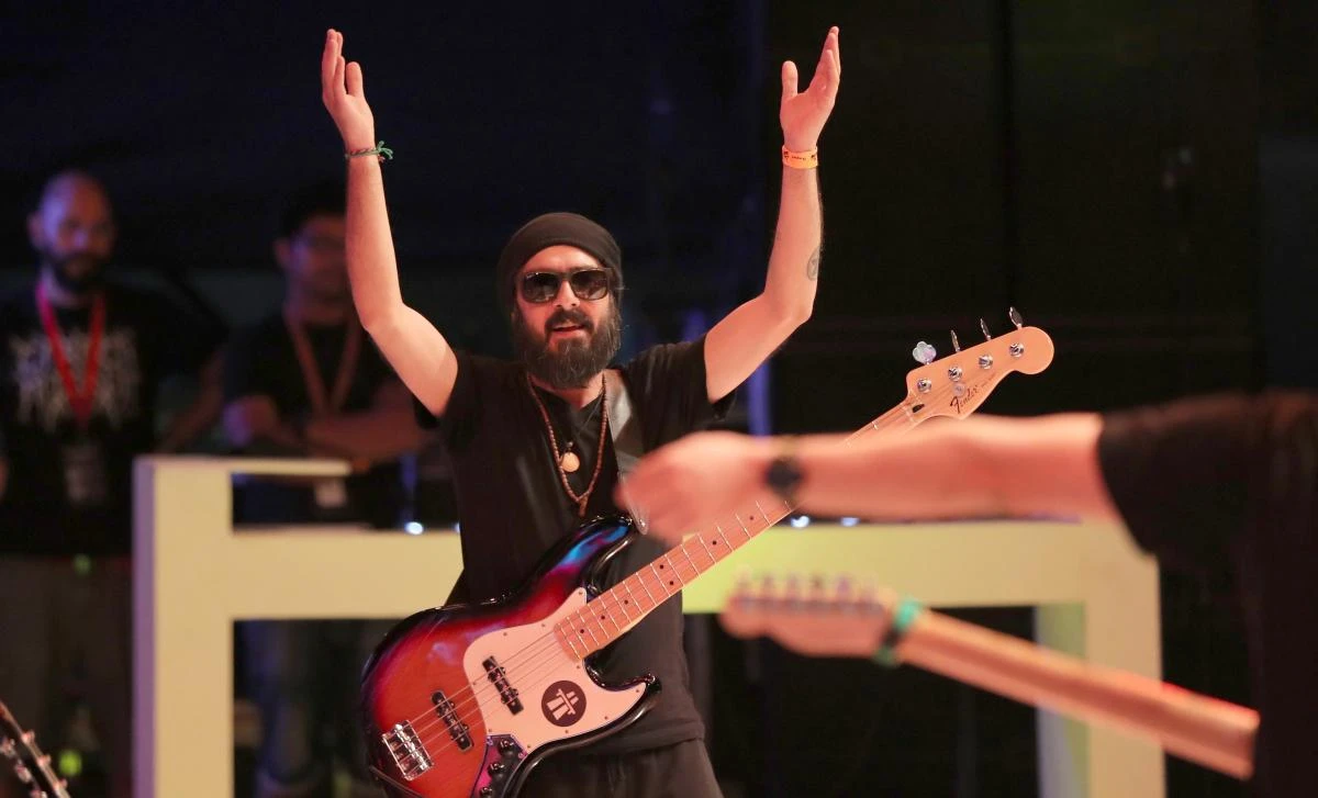 Avo Demerjian of Jordanian band Autostrad performs at a previous event in Dubai. (AFP)