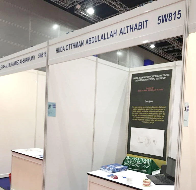Huda Othman Althabit set up a booth at ITEX2017 in Malaysia to promote her invention.