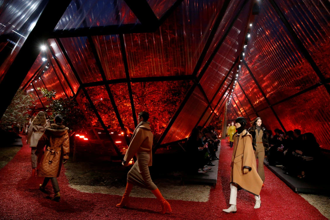 Models at a Hermes show during Fashion Week in Paris. Silicon Valley is starting to dress better as the big labels target the US technology hub. (Reuters)