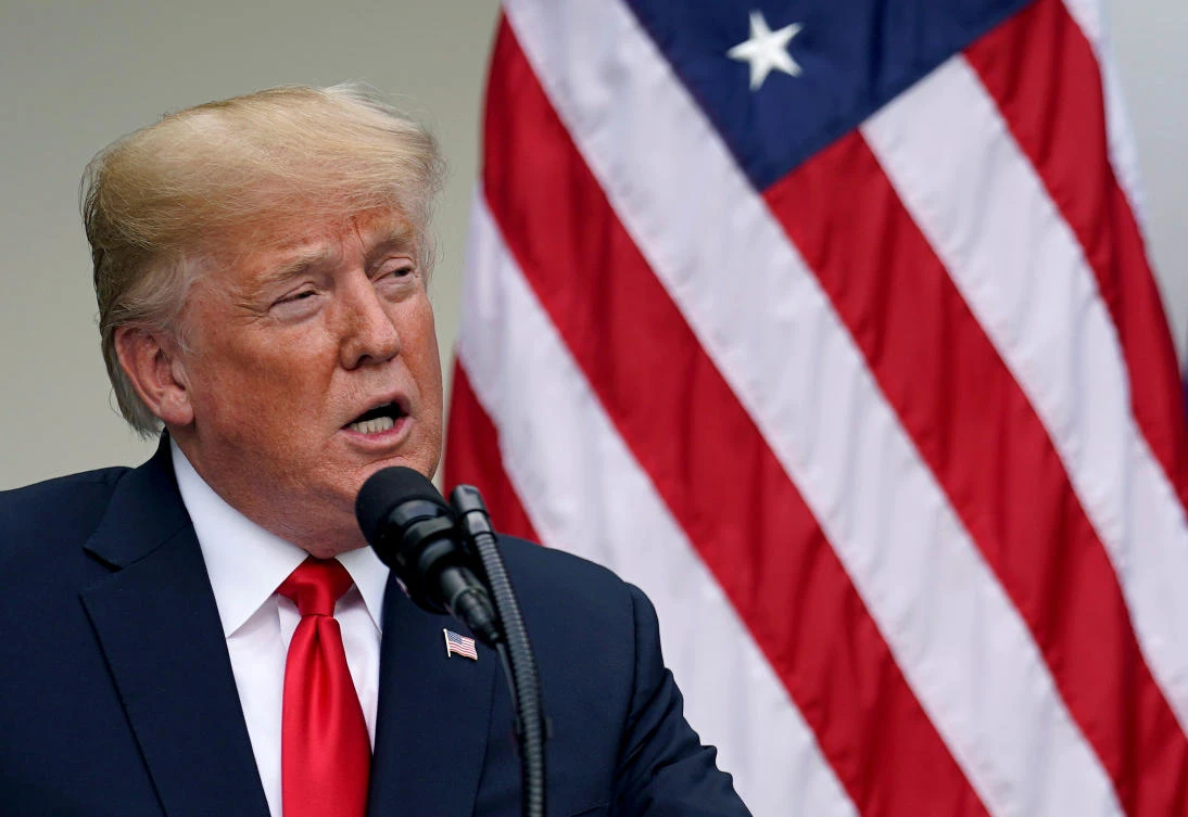 US President Donald Trump speaks about trade relations with President of the European Commission Jean-Claude Juncker in the Rose Garden of the White House in Washington, US, July 25, 2018. (Reuters)